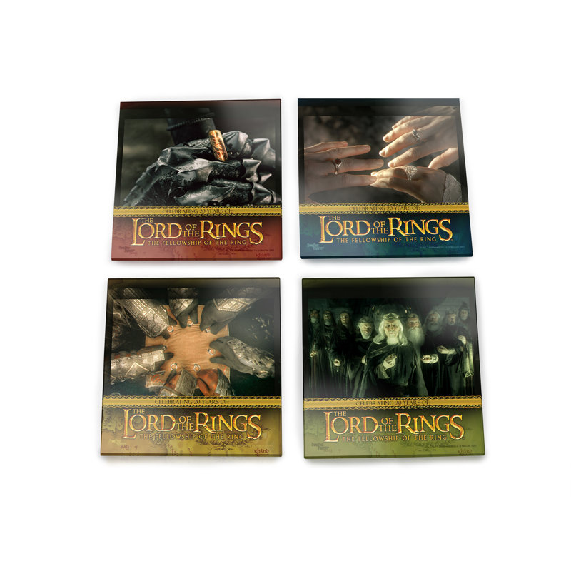 (Symboles) Ensemble de sous-verres en verre Starfire, Lord of the Rings Fellowship Of The Ring / The Rin
