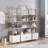 78 Inch 4 Tiers Home Office Bookcase Bookshelf, Storage Cabinet Display Shelf, X Bar Gold Frame
