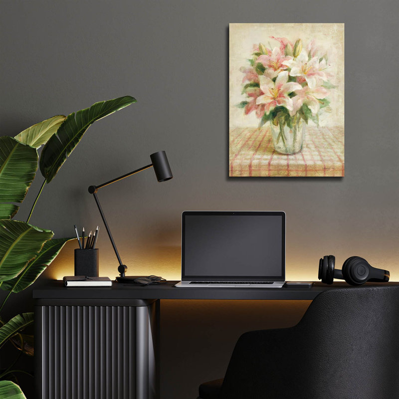 «Cottage Lilies In Pink» par Danhui Nai, art mural en verre acrylique