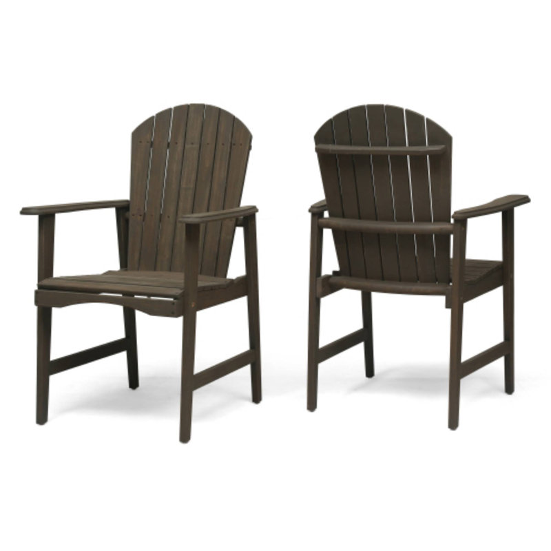Grey Acacia Wood Adirondack Dining Chairs (Set Of 2) - Outdoor Weather-Resistant, Gray