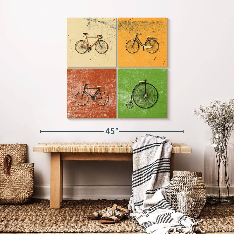 " Bicycle Evolution " by Ivan S 4 - Pieces, 32" H x 32" W x 1.25" D