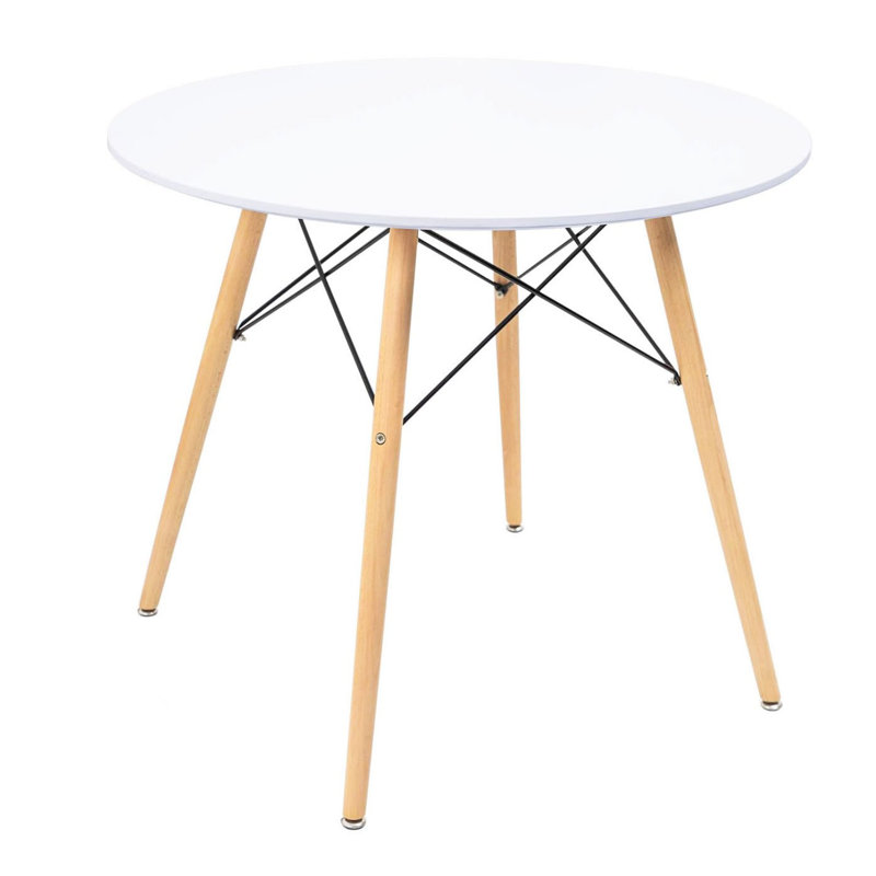 32" White Round Dining Table