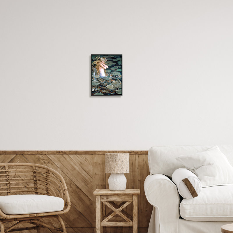 Sirène nageant dans l'eau, Giclée encadrée noir minuit, H 14 po x l 11 po x P 1,5 po
