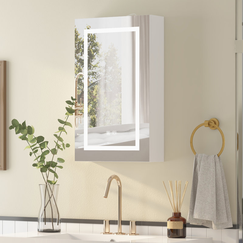 60mm W 76mm H Wall Mounted Required Frameless Medicine Cabinet Mirror 2 Fixed, 66cm H x 40cm W x 13.5cm D