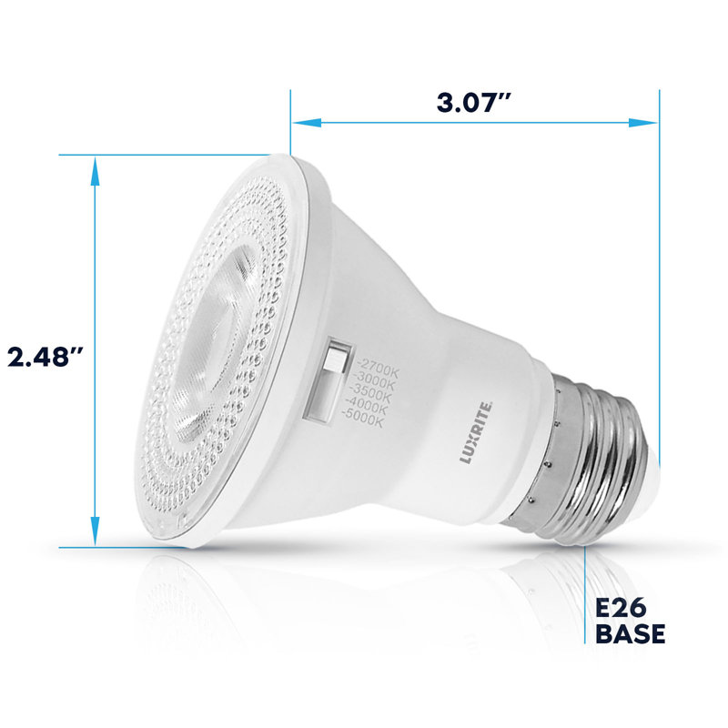 Luxrite PAR20 LED Flood Light Bulb 5CCT 550LM 7W Dimmable Damp Rated 12 Pack