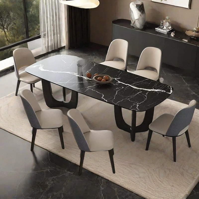 Ensemble de table de salle à manger rectangulaire de style italien, H 29,53 po x L 62,99 po x l 31,5 po