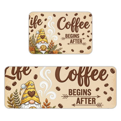 Ensemble de 2 tapis de sol en flanelle café gnome avec biscuit