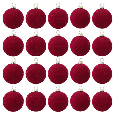 25 pièces de boules de Noël en velours royal floquées en 6 cm | Boules en plastique incassables pour décoration de Noël arbre, couronne et manteau de cheminée