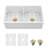 32" L x 19" W Fireclay Porcelain Ceramic Double Basin White Undermount Kitchen Sink 50/50 Split Sink
