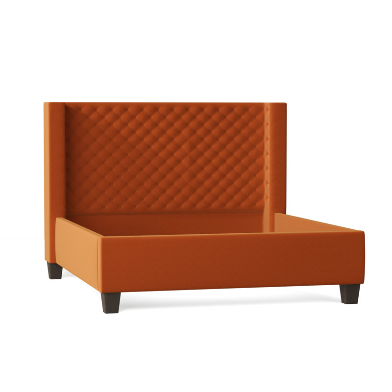 Bren Upholstered Wingback Bed, California King, Sachi Otter, Brown Mahogany