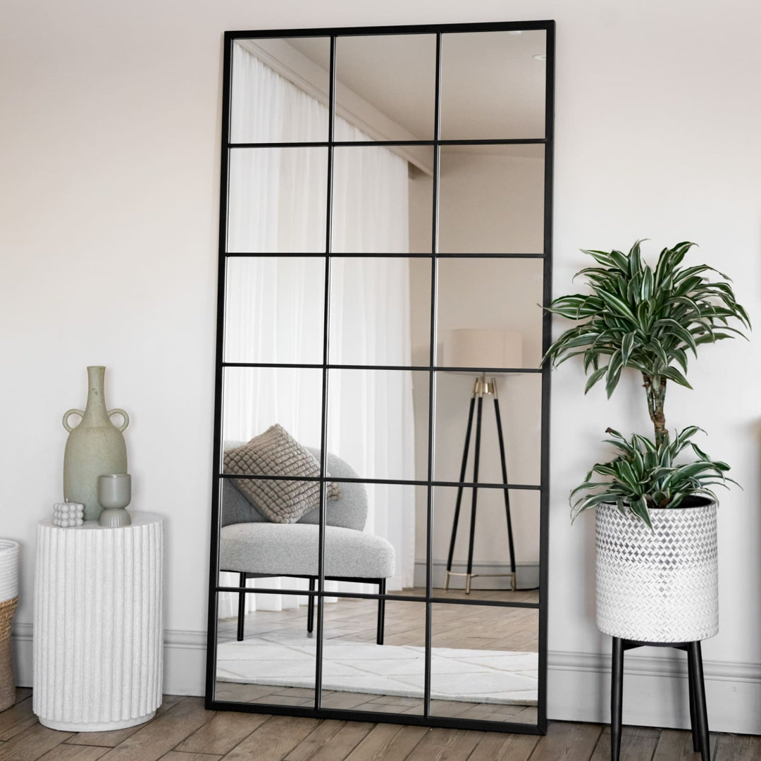 Pagazzi Black Kyō - Full Length Metal Rectangle Lattice Window Mirror - 180Cm X 90Cm - Image 3
