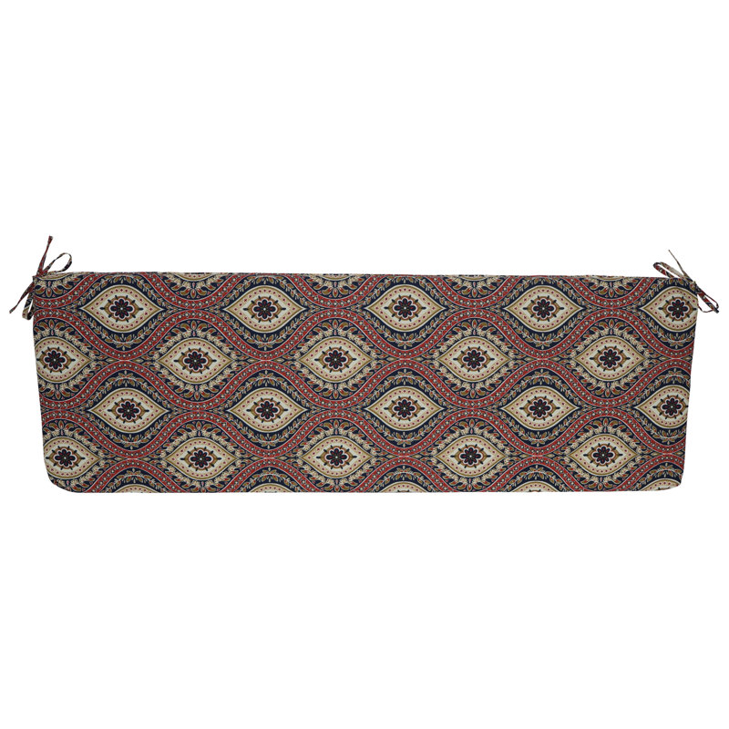 Coussin de banc d'extérieur, Rouge / brun clair / Jasmina Lakewood marocain, L 60 po x P 19 po