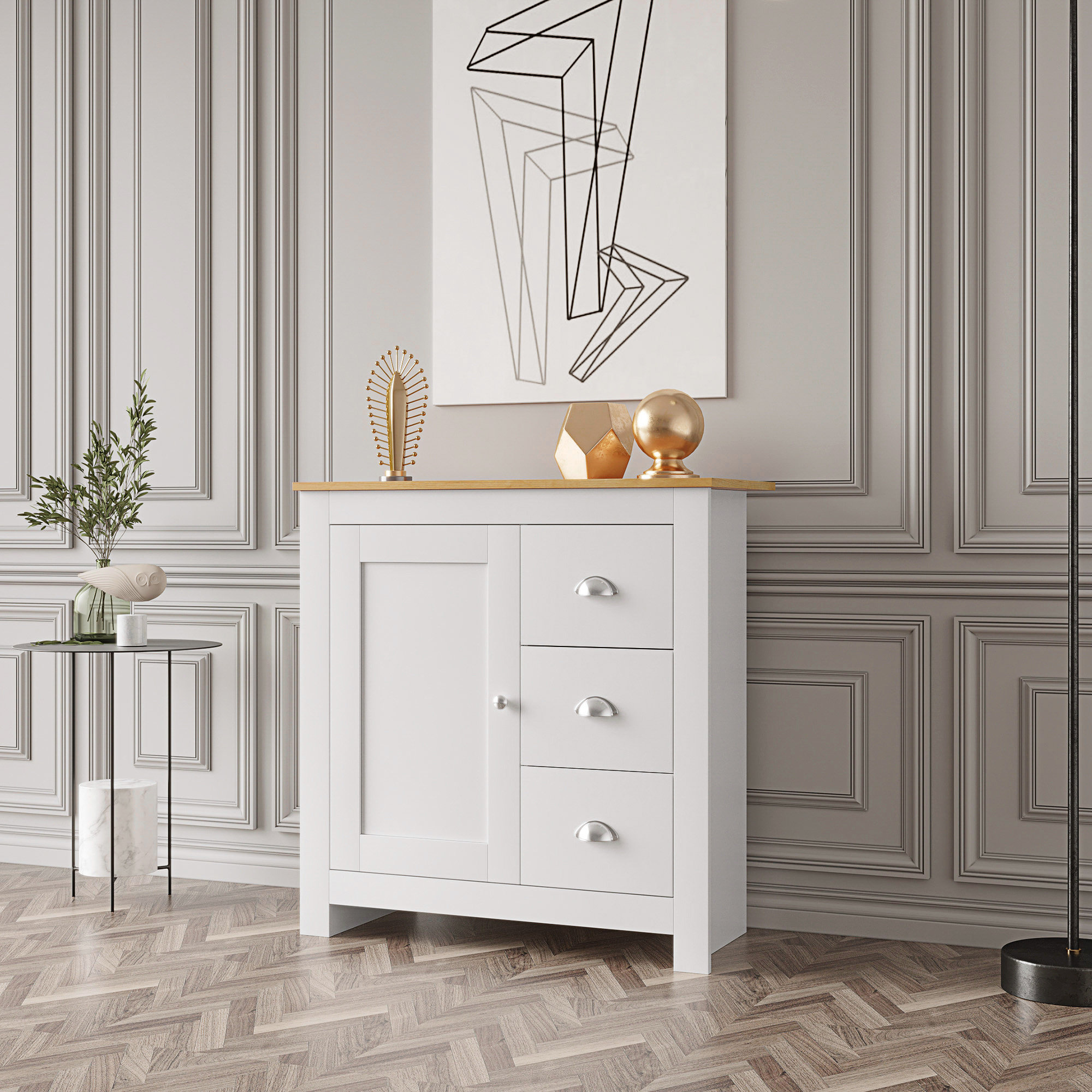 Winston Porter High Gloss Dining Room Storage Cabinet Hallway Living ...