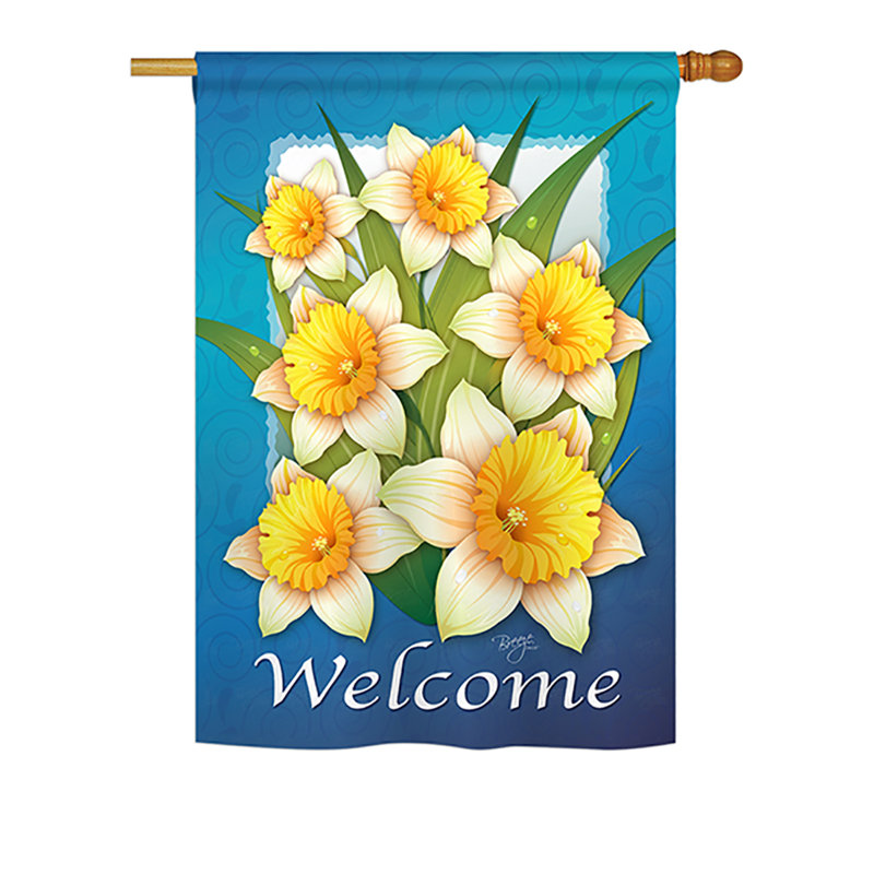 Drapeau maison / jardin en jonquilles, H 40 po x l 28 po