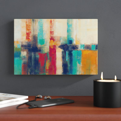Bright Aqua Horizon Crop by Silvia Vassileva - Unframed Painting on Canvas