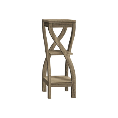 Contemporary 3 Plant Stand In Dark Taupe - Square Tabletop, Twisted Legs, 2 Storage Shelves, Living Room Decor Modern Side Table Design, Suitable For Bedroom
