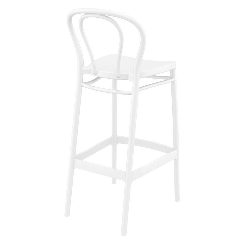 Tabouret de bar à dossier plein 41,7 po Farrah, Blanc, Tabouret de bar (siège d'une hauteur de 29,5 po)