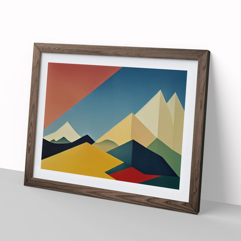 Abstract Mountain Range Vol.2 - Framed Print, 25cm H x 34cm W x 2cm D, Walnut
