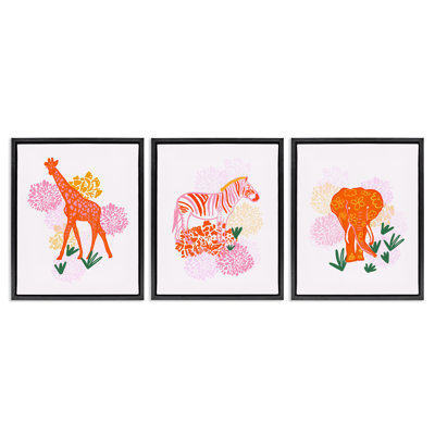 Ensemble de cadres flottants 3 pièces Safari Jungle Animal Trio, design par Dina Riddle