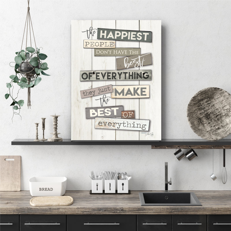 « Best of everything », art textuel sur toile tendue, H 20 po x l 16 po x 1,5 po