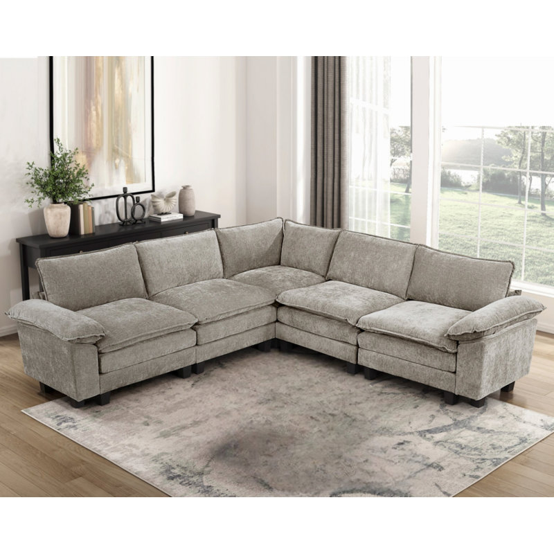 Canapé modulaire contemporain, canapé rembourré pour appartement, salon, H 35,04 po x l 110,54 po x P 110,54 po
