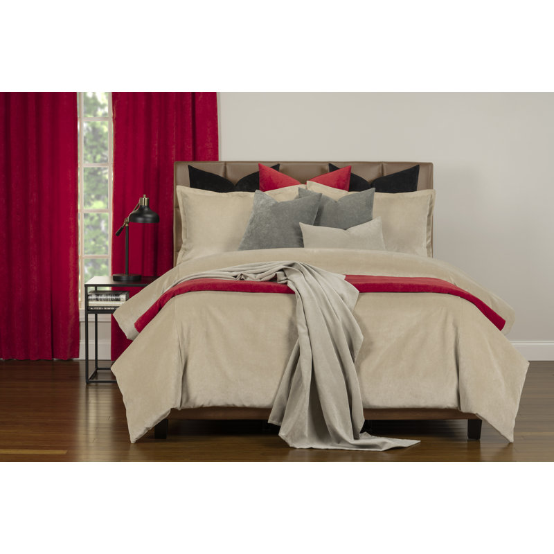 Matte Velvet Set with Duvet Cover & Insert Set by Siscovers, Cal. King Duvet Cover + 9 Additional Pieces, Parchment