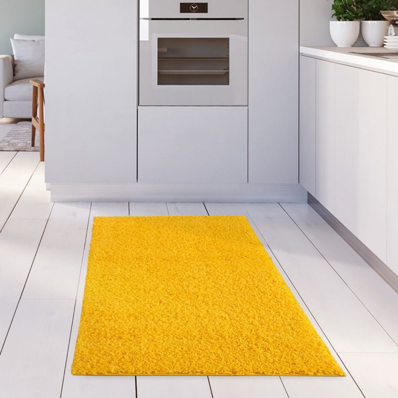 Myshaggy Collection Rugs Solid Design in Yellow, Rectangle 80 x 150 cm