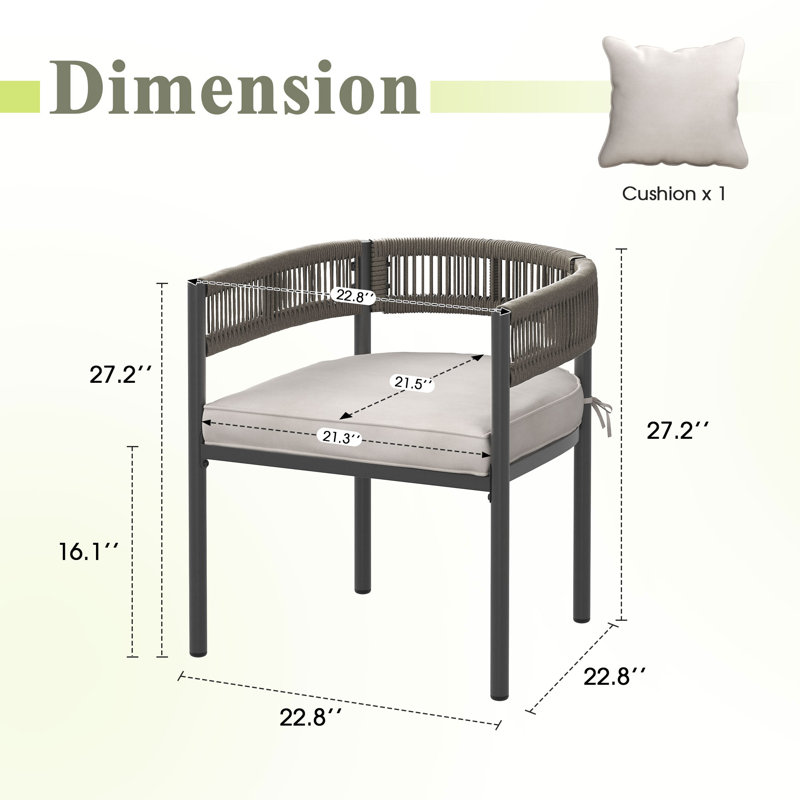 Chaises de salle à manger d'extérieur 2 pièces, Beige