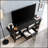 Modern TV Stand Cabinet with Curved Legs, Metal Glides, Square Handle, and Divided Shelf for Organized Storage