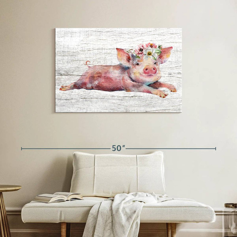Brampt Wooden Floral Pig
