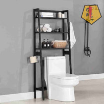 Solid Wood Over The Toilet Storage Freestanding Piece Features Six