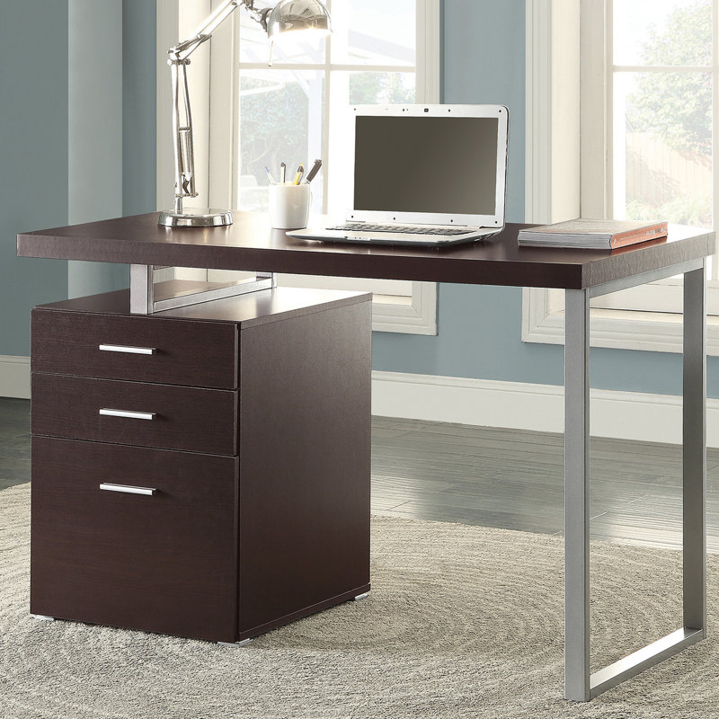 Bureau Cappuccino avec grand rangement pour fournitures de bureau et dossiers 3 po