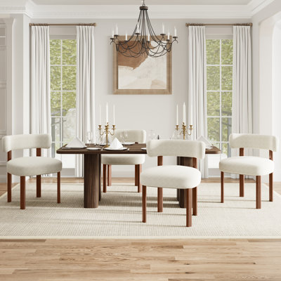 Solid Wood Upholstered Fabric Dining Chairs