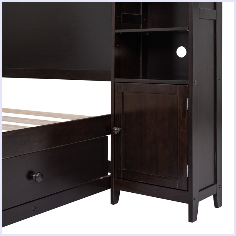 Lit plat avec fonction de rangement, Espresso
