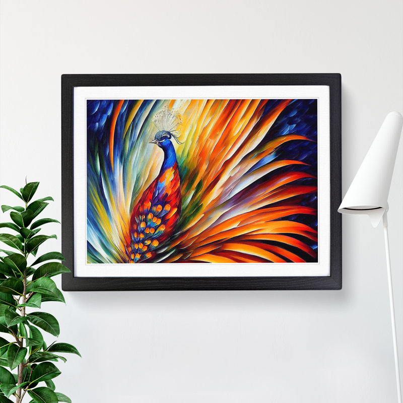 XH1022-6853X Peacock Vol.1 Abstract - Picture Frame Print, Black, 34cm H x 46cm W