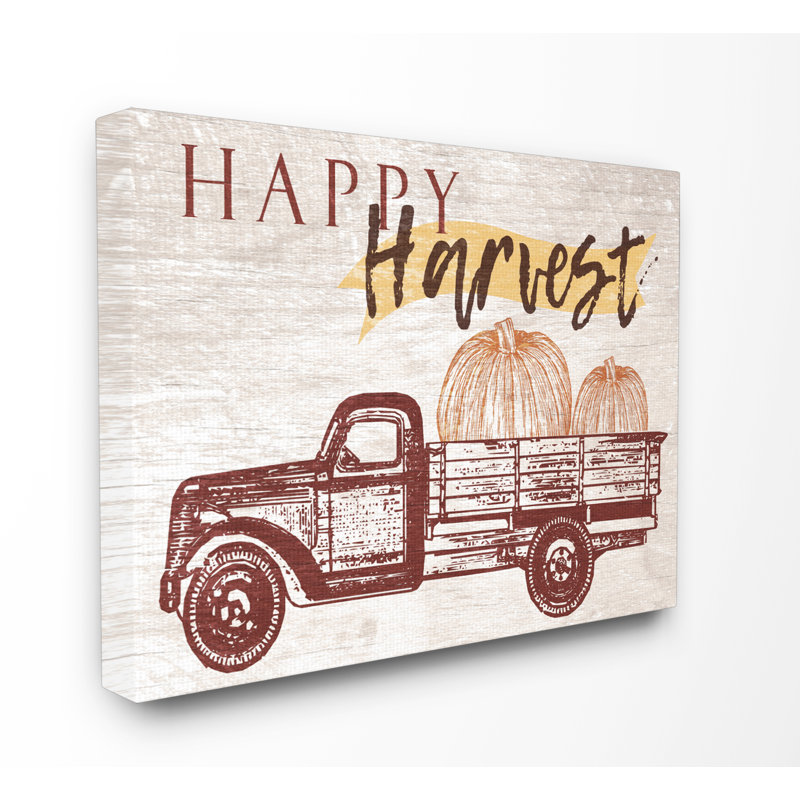 «Happy Harvest Giant Pumpkin Truck», impression, H 16 po x l 20 po, Toile tendue