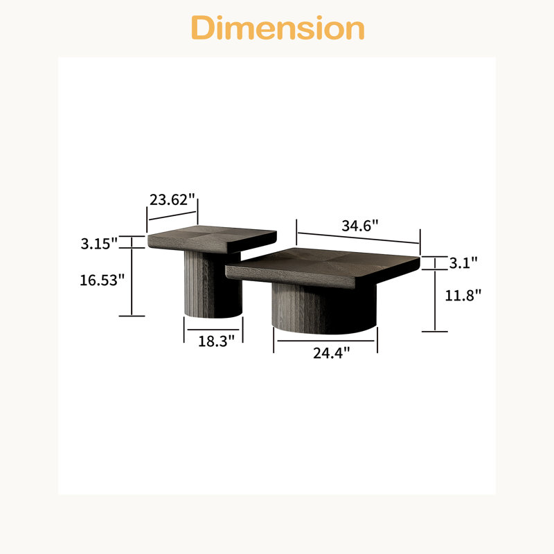 Ensemble de tables basses gigognes 2 pièces Modern Modern, Noir