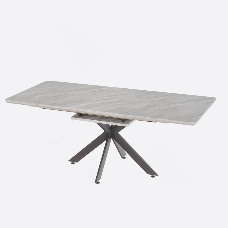 Helsel 62.4"-78.15" Extendable Dining Table with X-Legs, Gray
