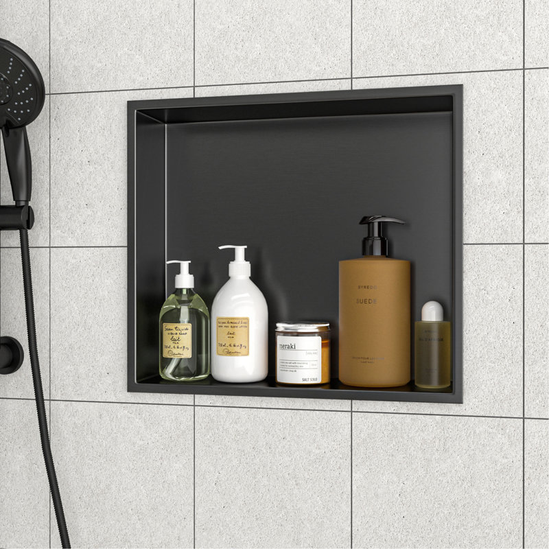 17" X 15" Stainless Steel Shower Niche, 3.94" H x 15" W x 17" D, Gunmetal Black