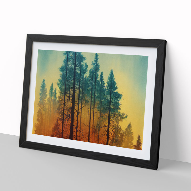 Seductive Pine Tree Forest - Single Picture Frame Painting, Black , 46cm H x 64cm W x 2cm D