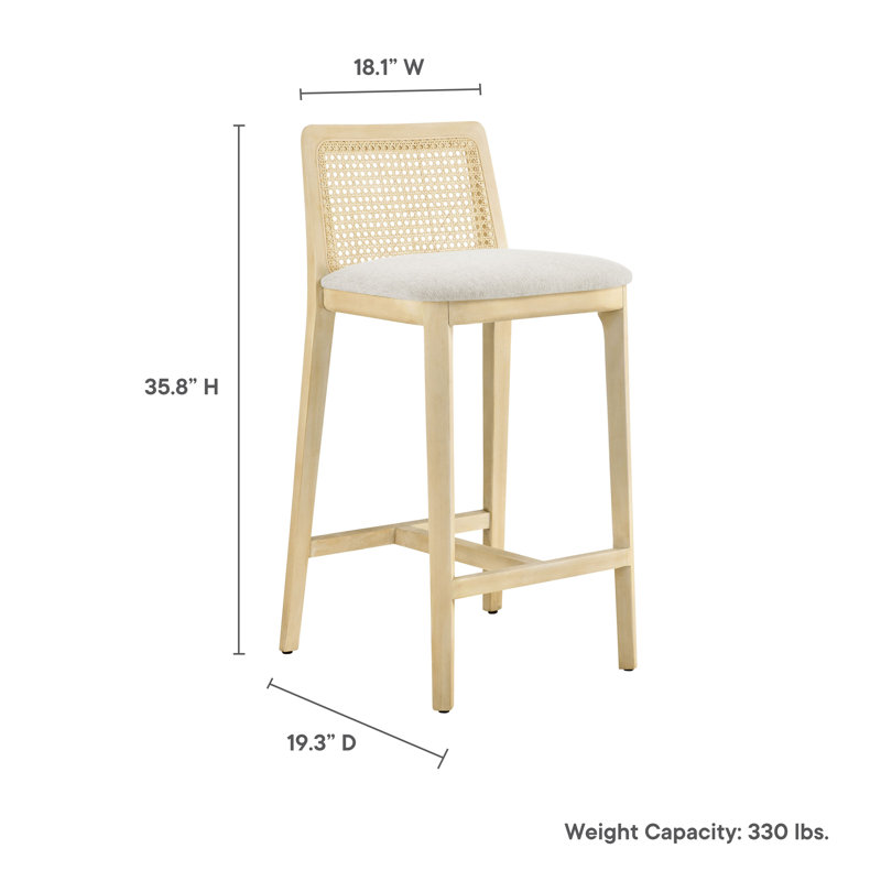 Monarch Wood And Rattan Counter Stool, White/Natural