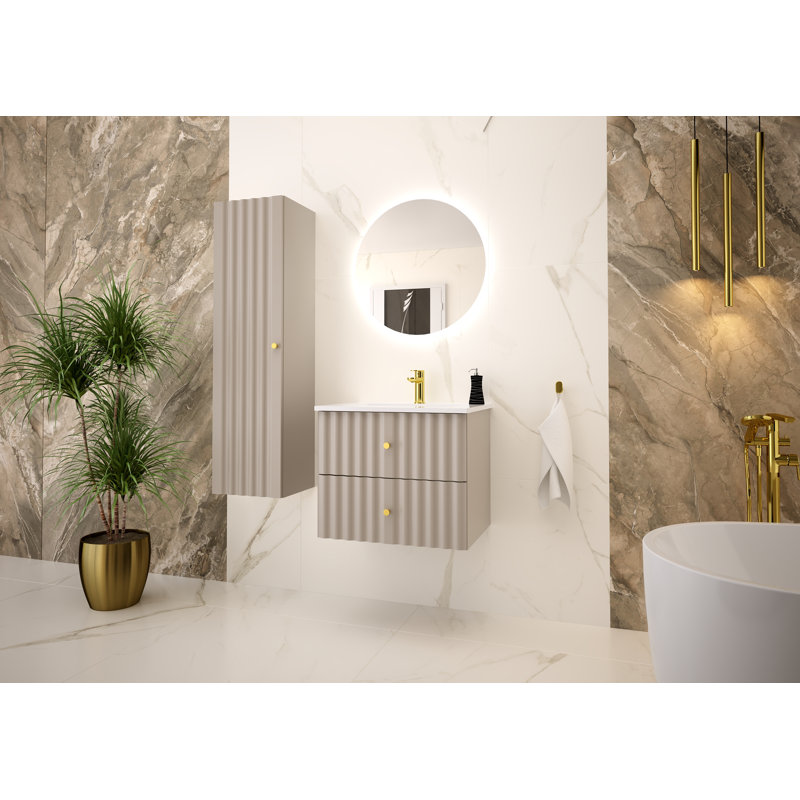 Rilynn 152.4cm Wall Mounted Bathroom Vanity Base Only, Natural