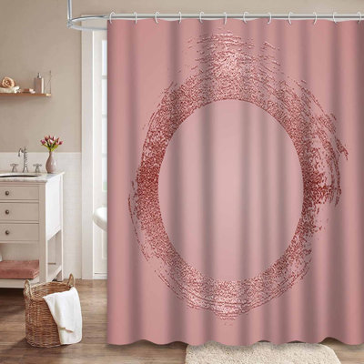 Rideau de douche rose brillant à quartz rose avec 12 crochets
