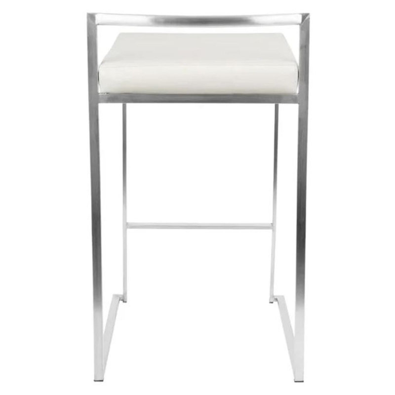 Tabouret en cuir Folklore Vegan, Blanc, Chrome chrome