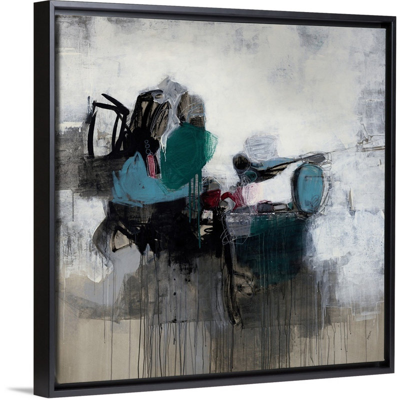 « time trial », peinture sur toile, H 13,7 po x l 13,7 po x P 1,75 po, Cadre flottant noir
