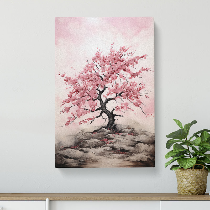 Cherry Blossom Tree Gestural - No Frame Print, 76cm H x 50cm W x 3cm D