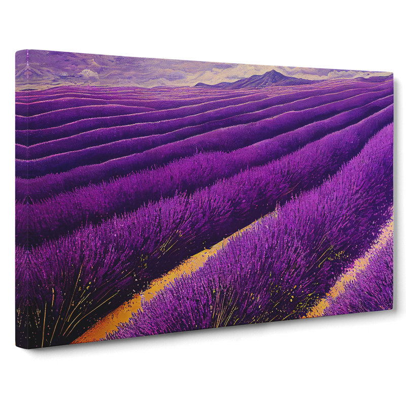 Breathtaking Lavender Flower Field - Wrapped Canvas, 35cm H x 50cm W x 3cm D