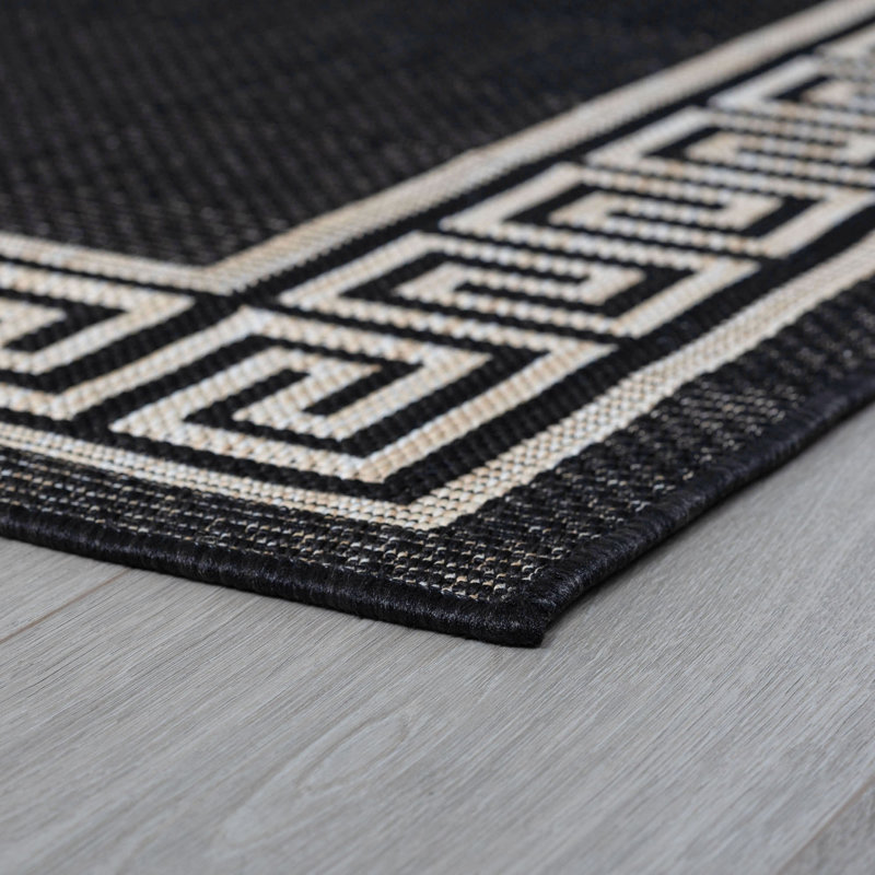 Tapis noir / crème Seraphine, Rectangle 5 pi 3 po x 7 pi 3 po