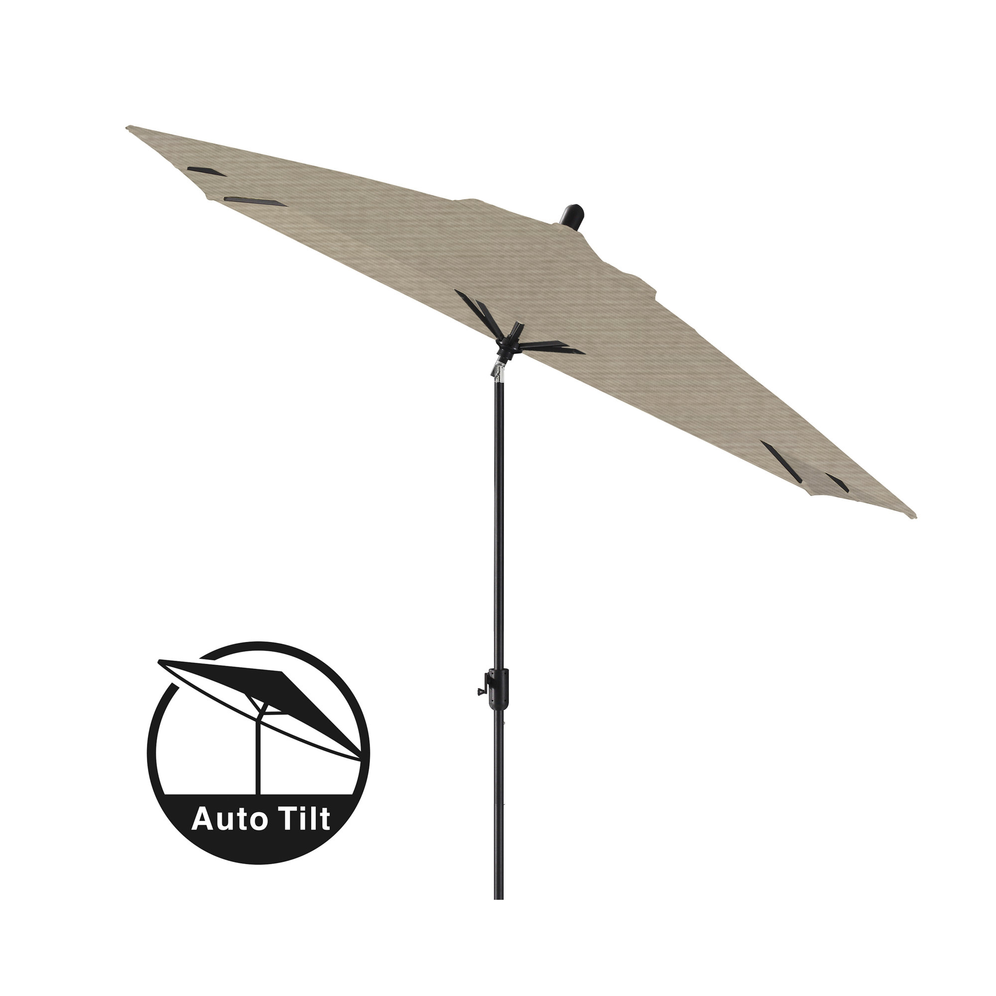 Olivier 116.7'' Outdoor Umbrella, Canvas Taupe Sunbrella® Canvas, Black Sapphire