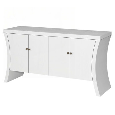 Wood Console Table with Wooden Arc Legs , Bronze Clasps